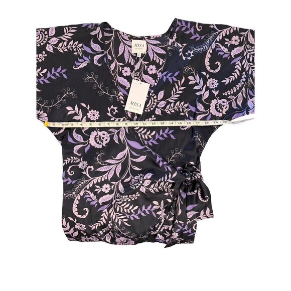 Misa Los Angeles Sylvia Faux Wrap Indigo Satin High Low Dress XS & L NWT - Picture 6 of 16